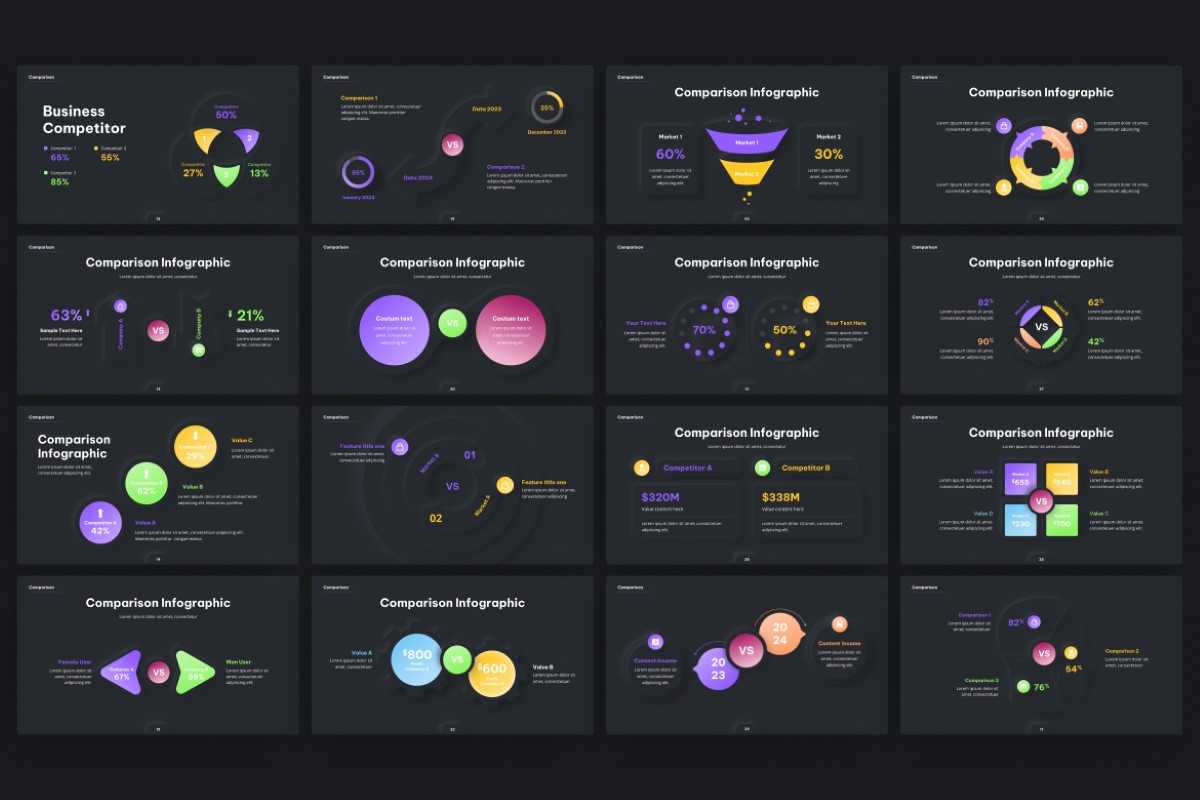 Neumorph Comparisson Infographic PowerPoint Template | Nulivo Market