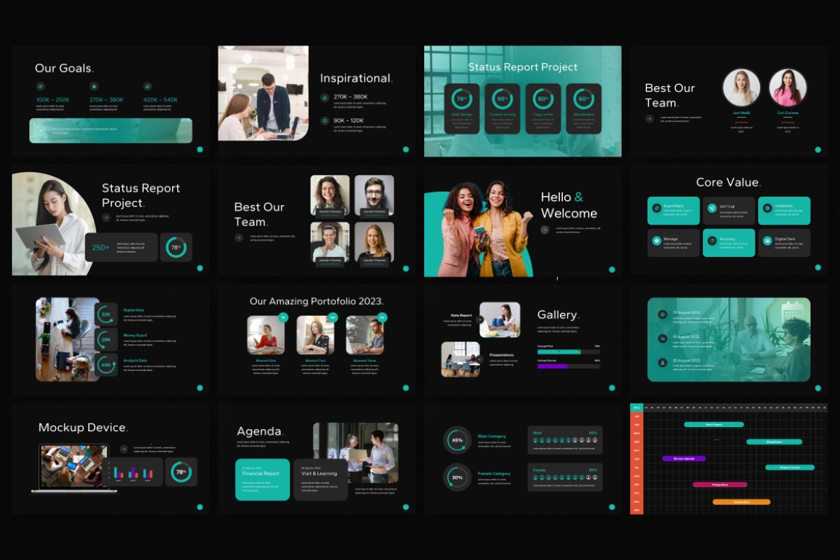 Status Report Project PowerPoint Template | Nulivo Market