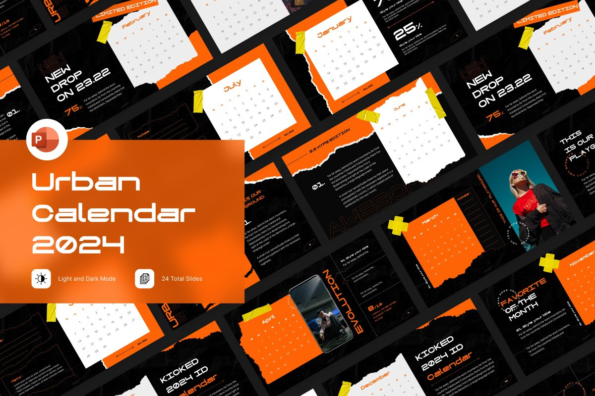 Urban Calendar 2024 PowerPoint Template | Nulivo Market