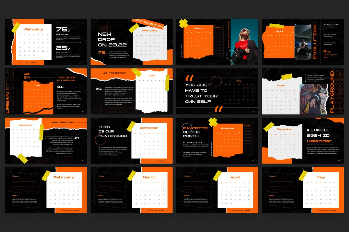 Urban Calendar 2024 PowerPoint Template | Nulivo Market