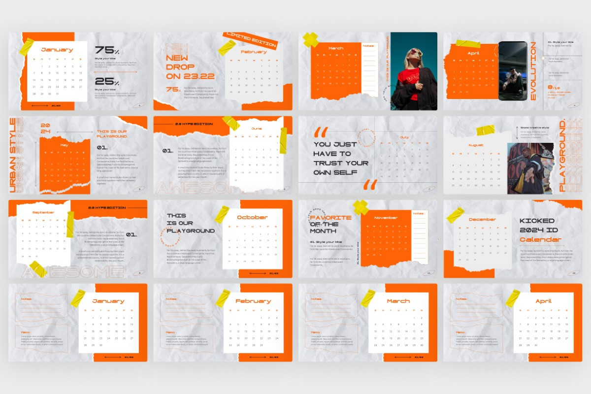 Urban Calendar 2024 PowerPoint Template | Nulivo Market