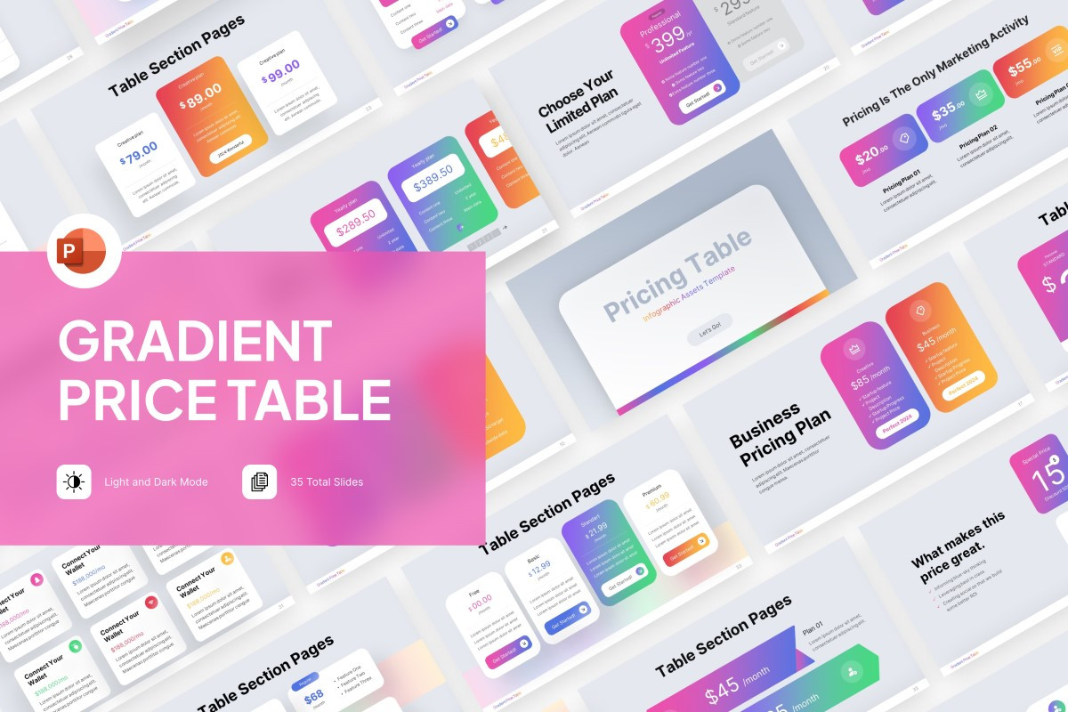 Gradient Price Table PowerPoint Template | Nulivo Market