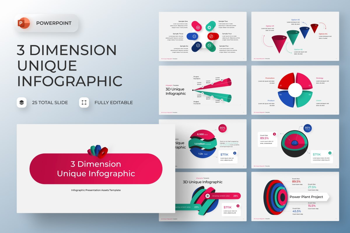 3D Infographic Unique PowerPoint Template | Nulivo Market