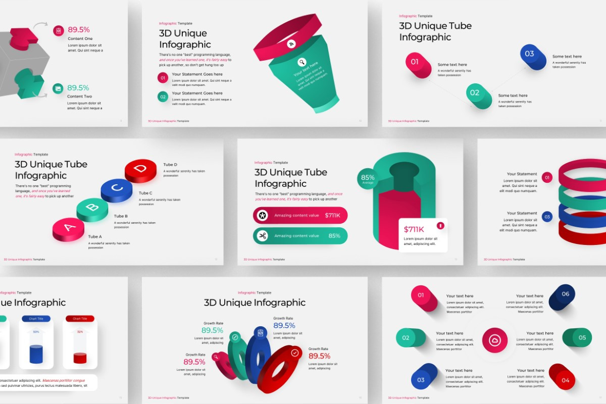 3D Infographic Unique PowerPoint Template | Nulivo Market