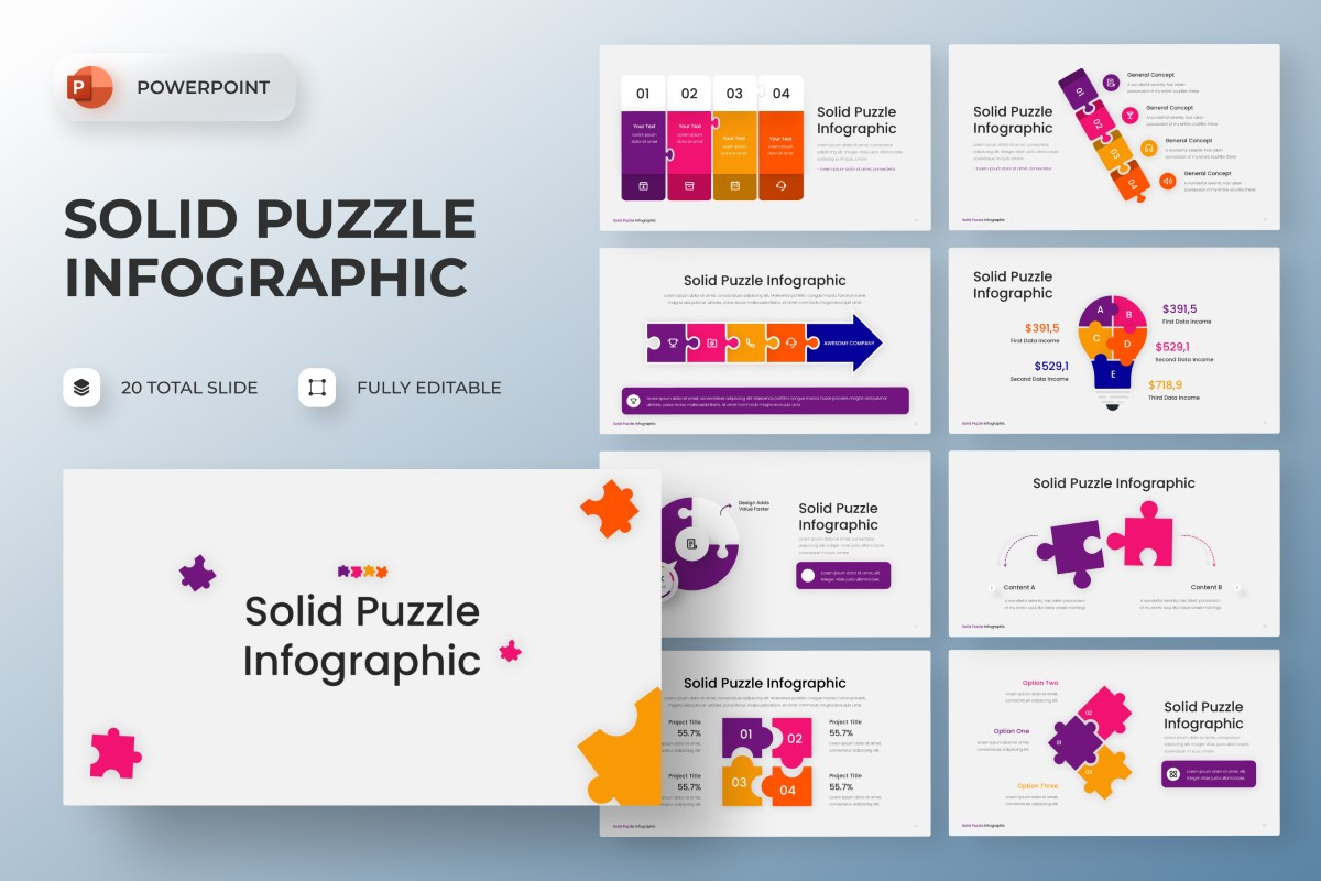 Puzzle Infographics PowerPoint Template | Nulivo Market