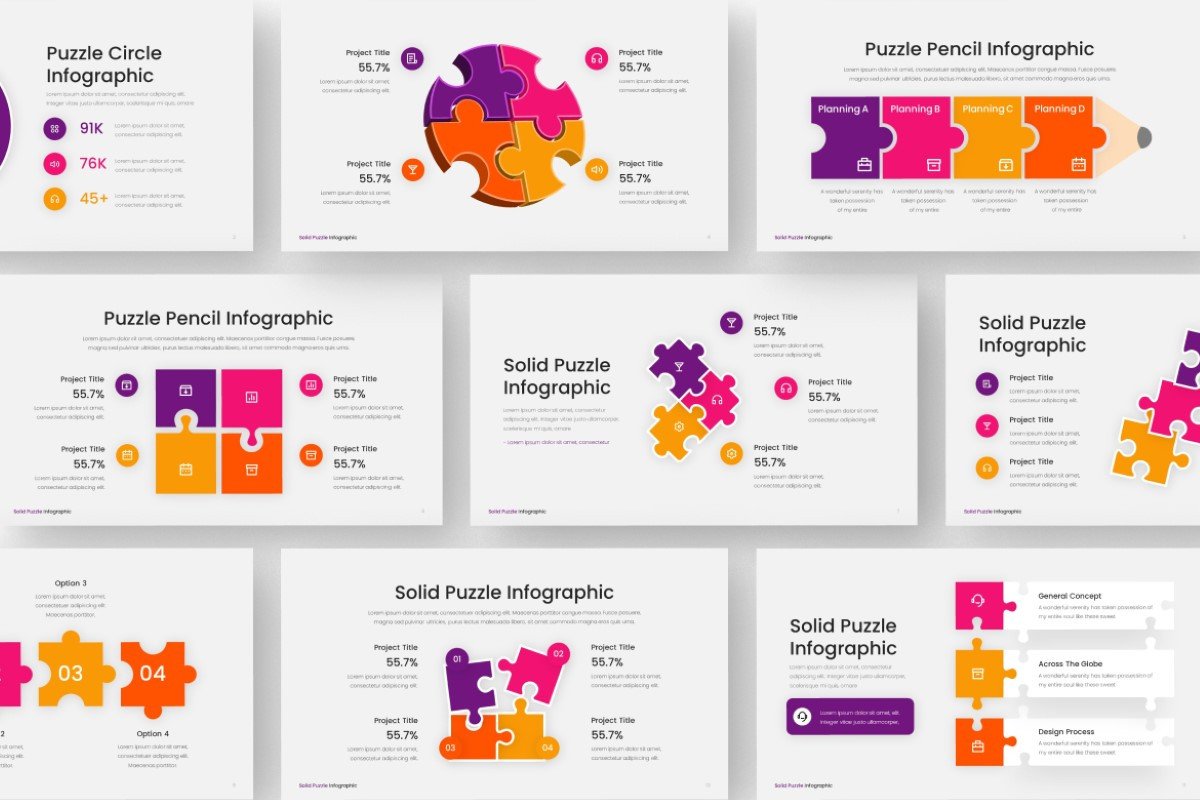 Puzzle Infographics PowerPoint Template | Nulivo Market