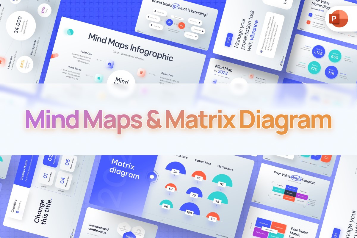 Mind Maps & Matrix Diagram PowerPoint Template | Nulivo Market