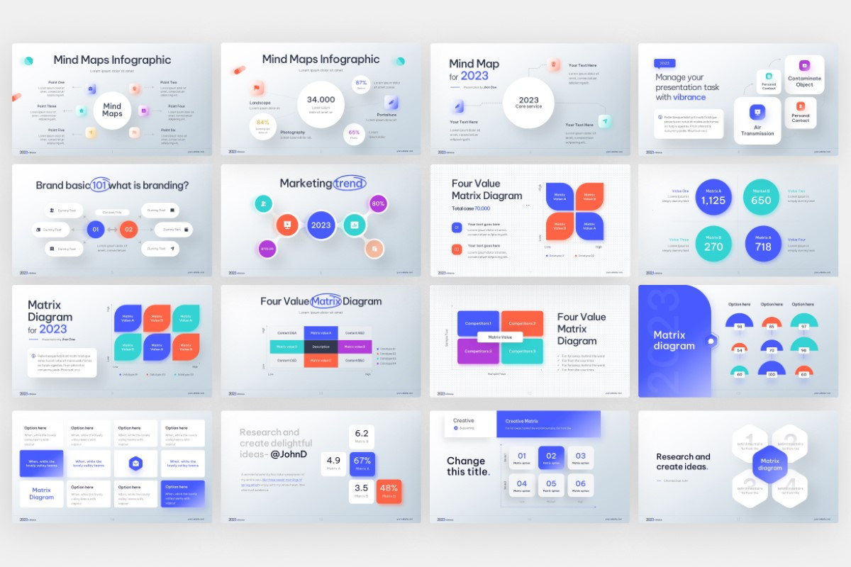 Mind Maps & Matrix Diagram PowerPoint Template | Nulivo Market
