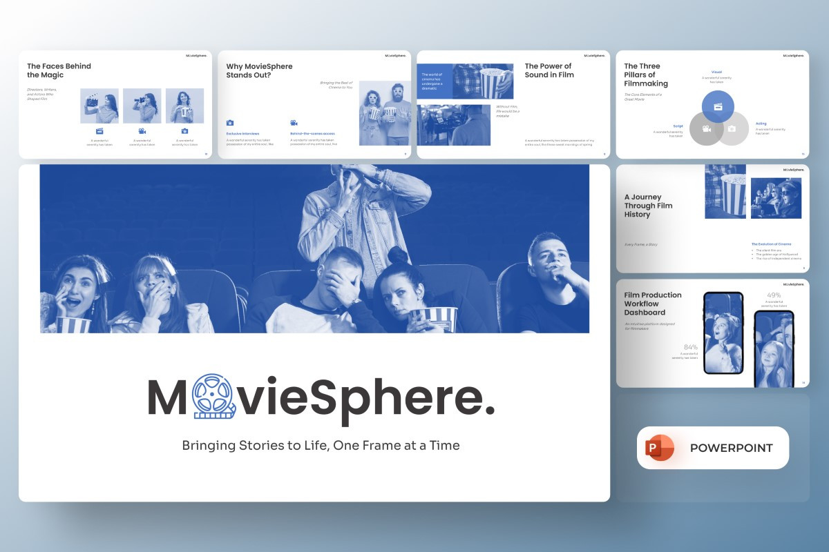 Creative MovieSphere Film Pitch Deck PowerPoint Template | Nulivo Market