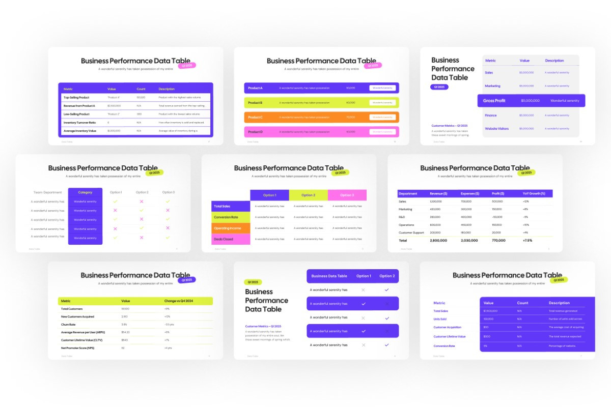 Clean Data Table Presentation PowerPoint Template | Nulivo Market