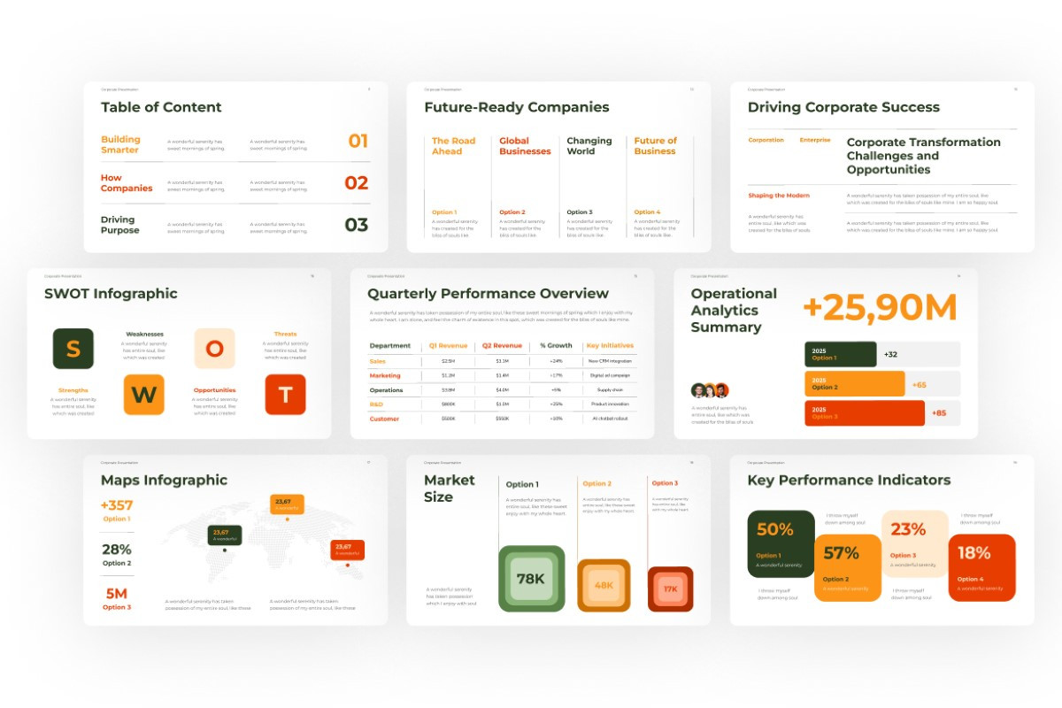 Corporate Pitch Deck Presentation PowerPoint Template | Nulivo Market