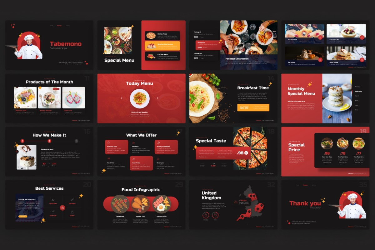 Tabemono Food Presentation PowerPoint Template | Nulivo Market