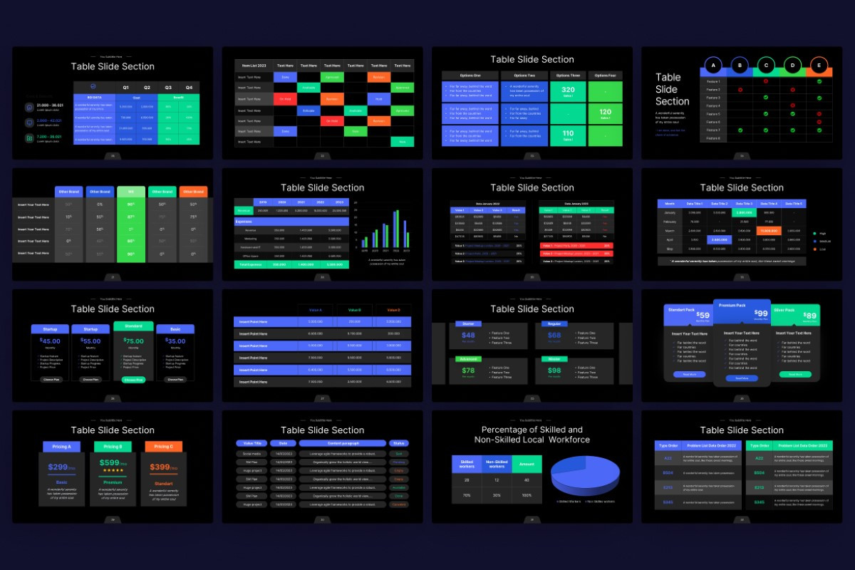 Table Section PowerPoint Template | Nulivo Market