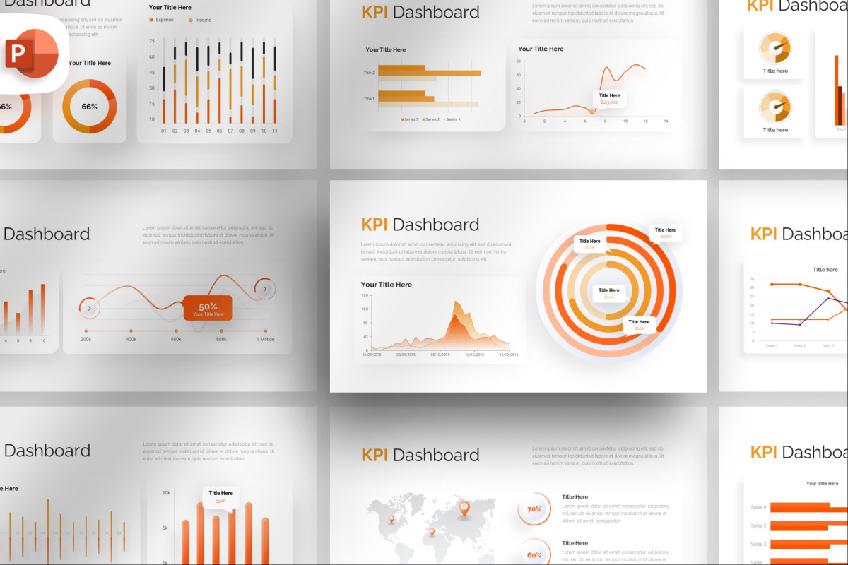 Elegant KPI Dashboard - PowerPoint Template | Nulivo Market