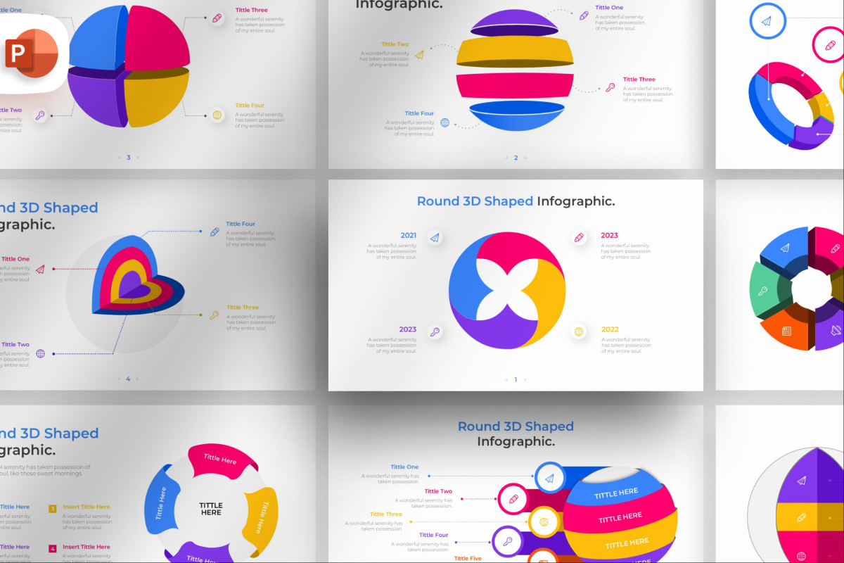 Powerpoint Rounded L Shape Round 3D Shaped PowerPoint Infographic Template | Nulivo Market