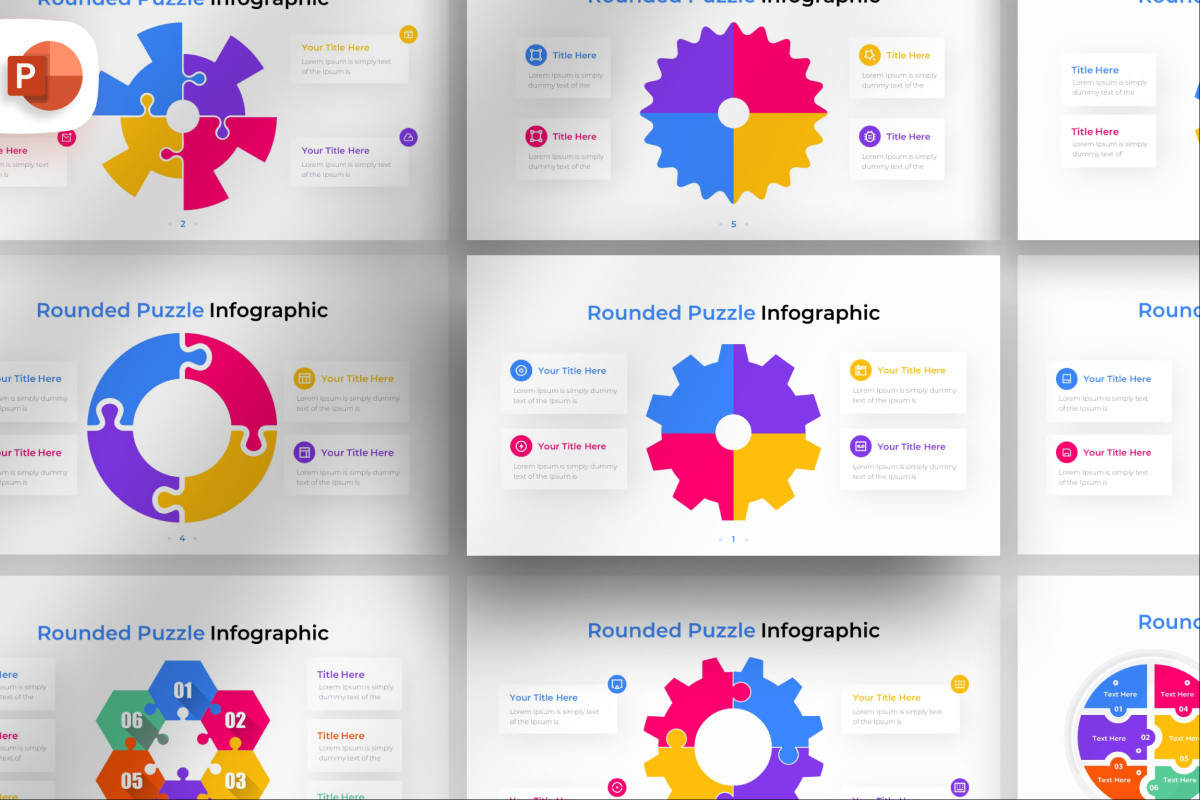 Rounded Puzzle PowerPoint Infographic Template | Nulivo Market