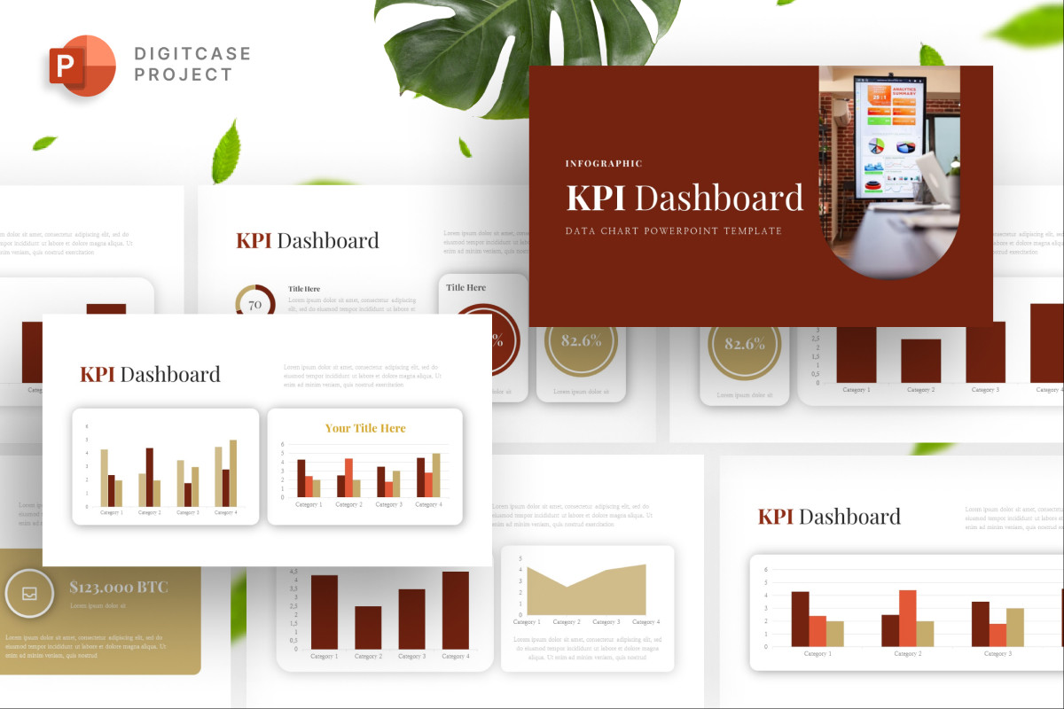 Brown Maroon KPI Dashboard - PowerPoint Template | Nulivo Market