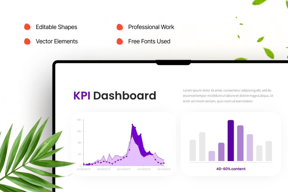 Dynamic Purple KPI Dashboard - PowerPoint Template | Nulivo Market