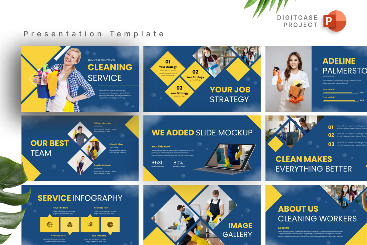 Bubble Geometric Cleaning Services PowerPoint Template | Nulivo Market