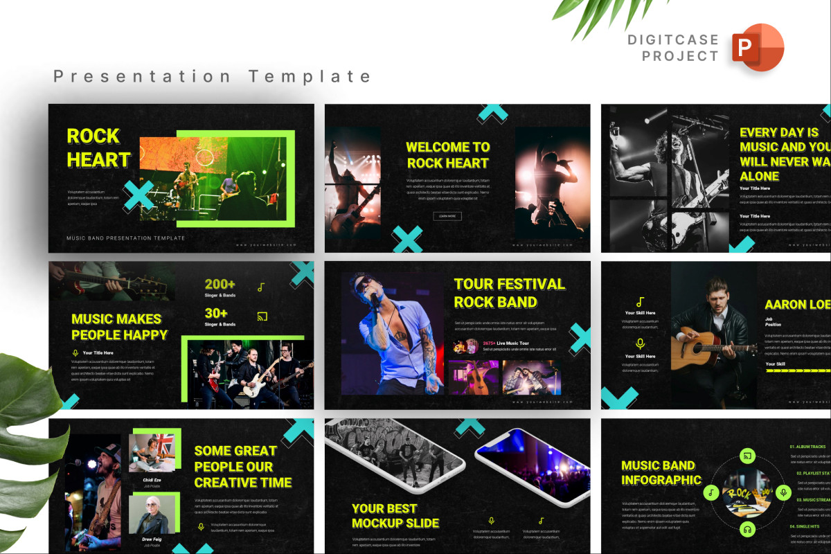 Dark Modern Music Band PowerPoint Template