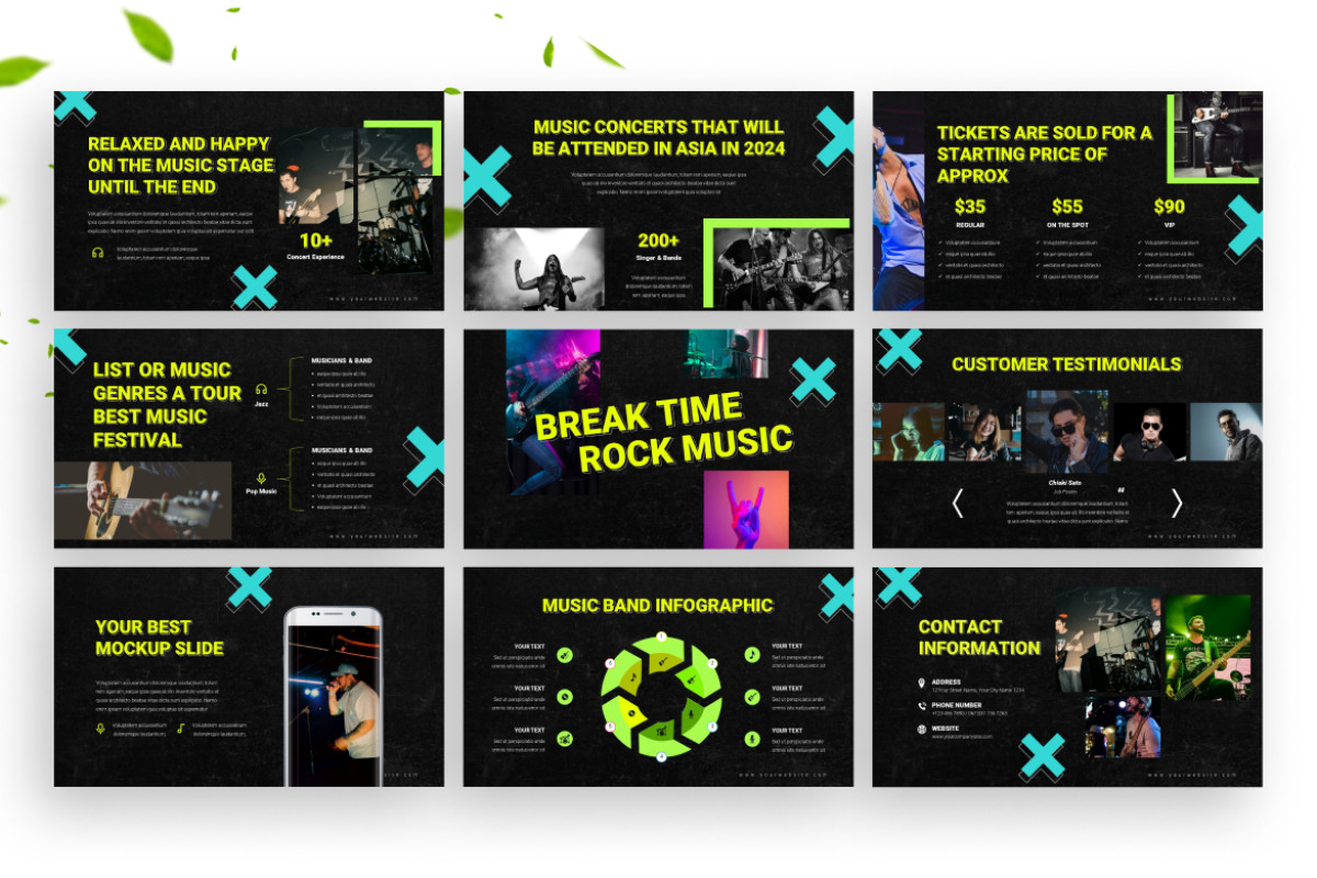 Dark Modern Music Band PowerPoint Template | Nulivo Market, image size:1200x800