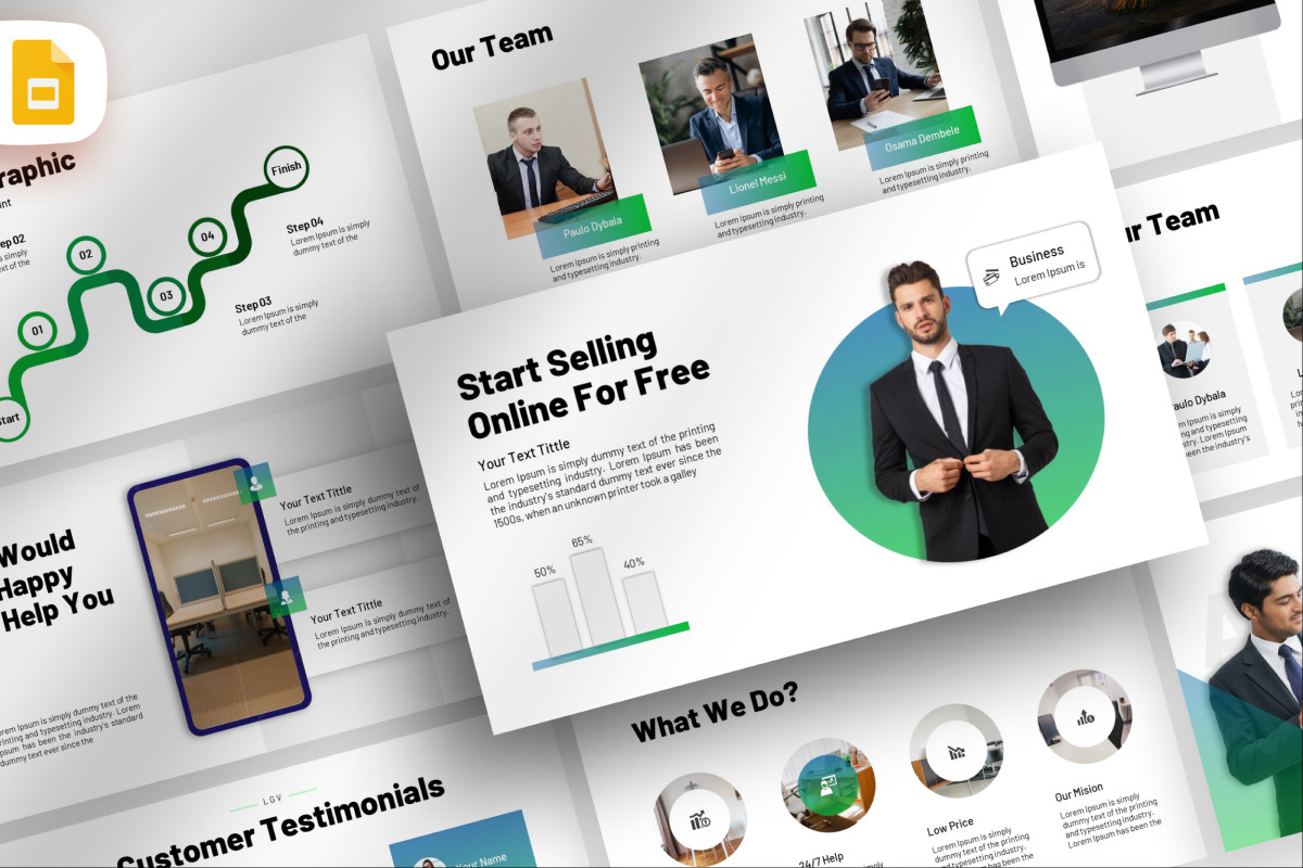 Green Minimalist Business Google Slide Template | Nulivo Market