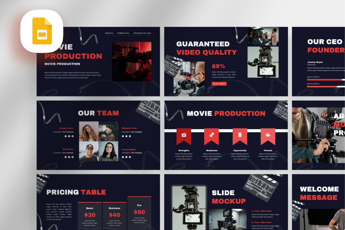 Movie Production Google Slide Template | Nulivo Market