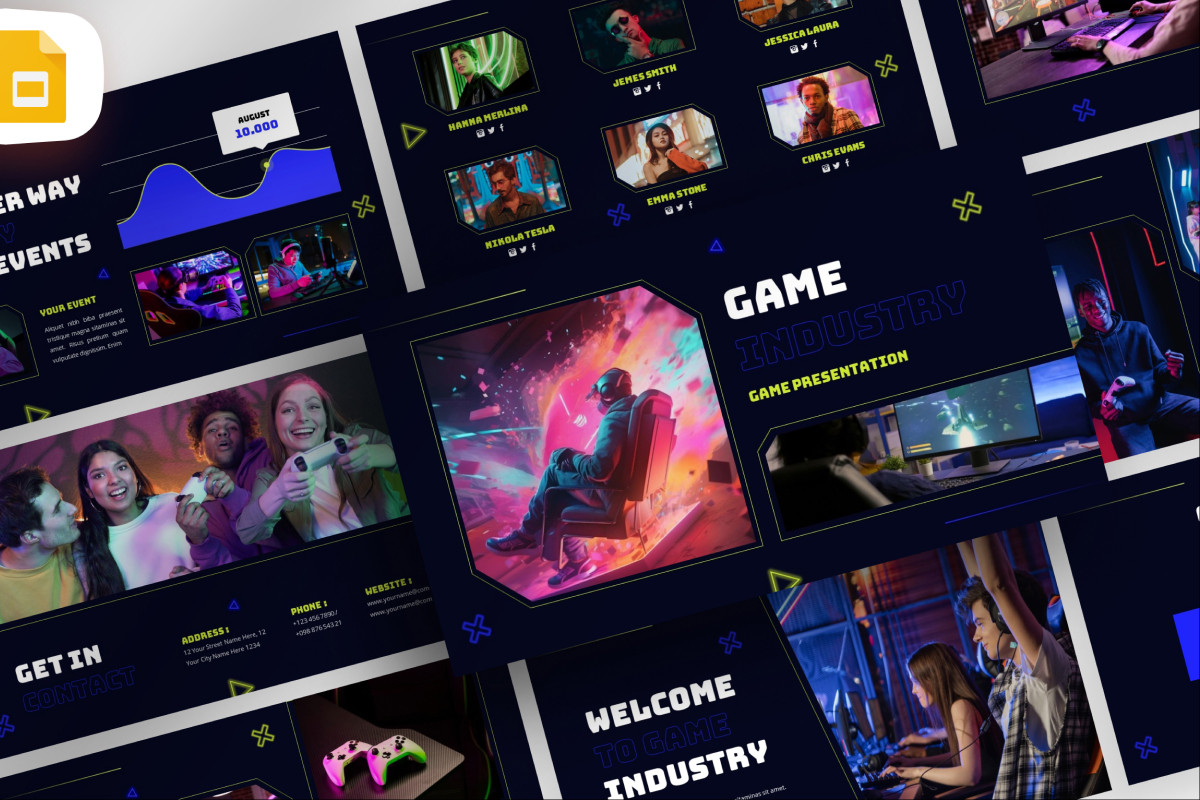 Dark Modern Game Industry Google Slide Template | Nulivo Market