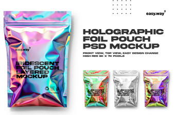 Holographic Foil Pouch Mockup