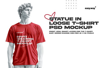 Statue Wearing T-Shirt PSD Mockup