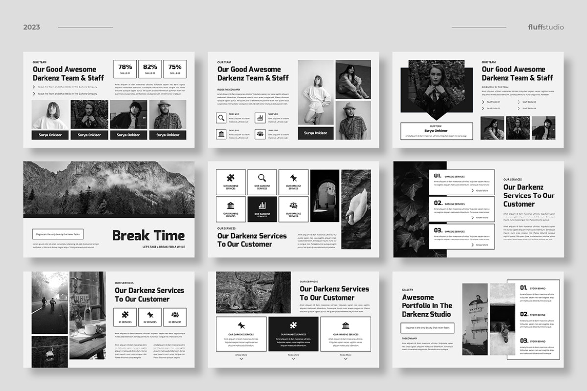 Black and White Powerpoint Template Nulivo Market