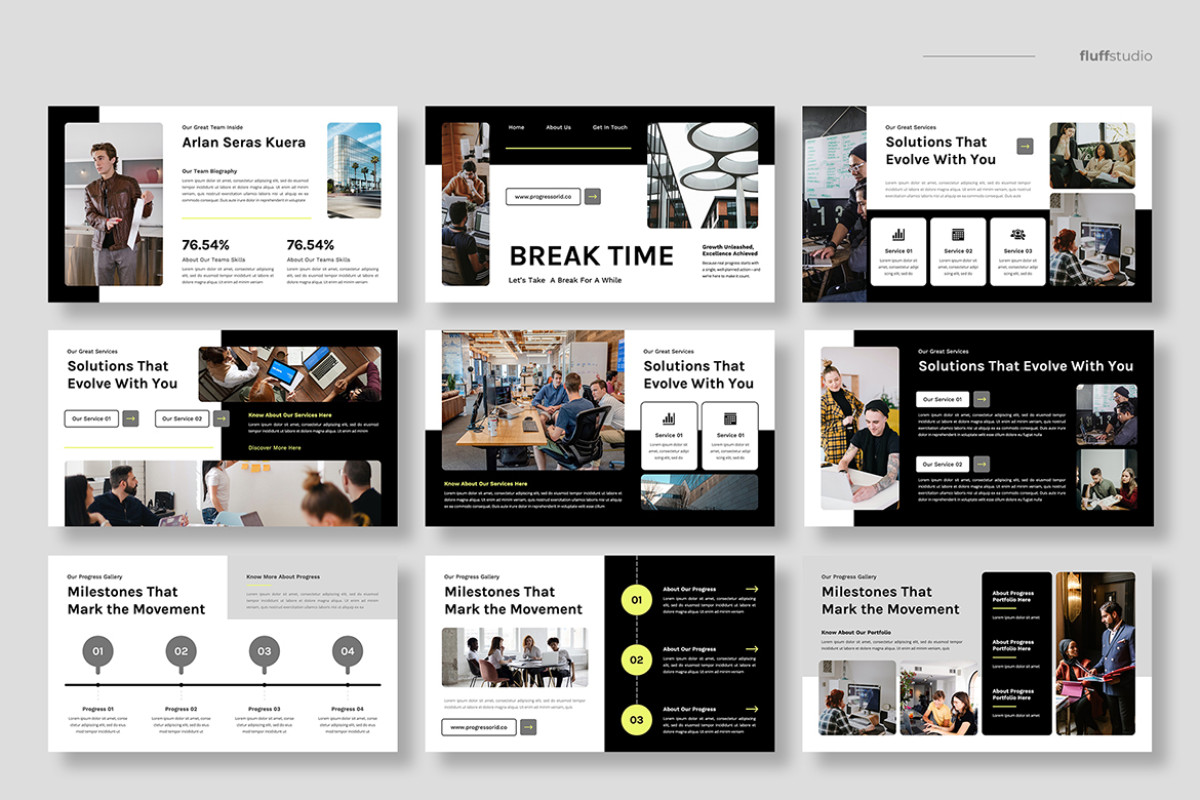 Business Update Ppt Example Business Progress Powerpoint Template | Nulivo Market