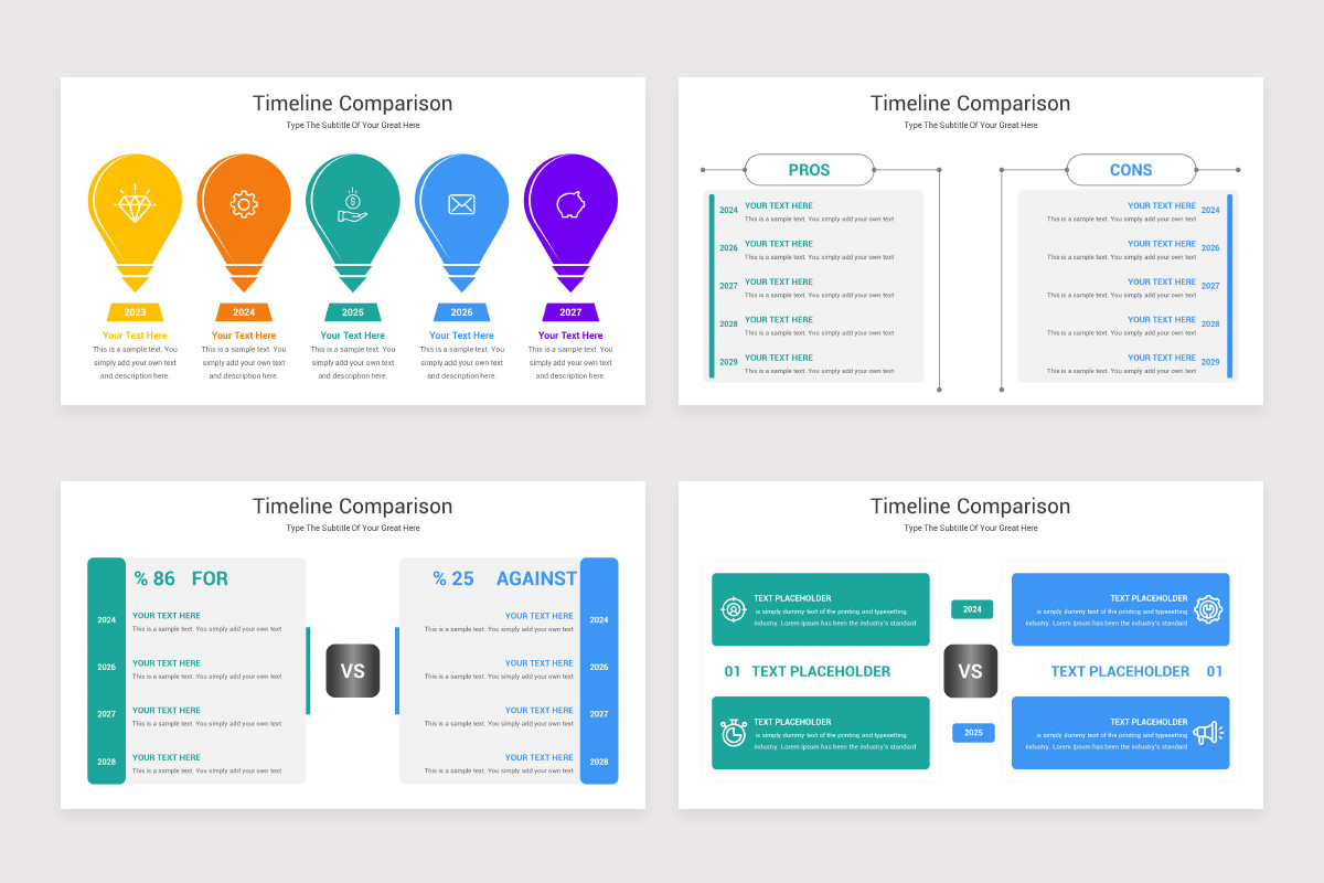 Timeline Comparison PowerPoint Template | Nulivo Market