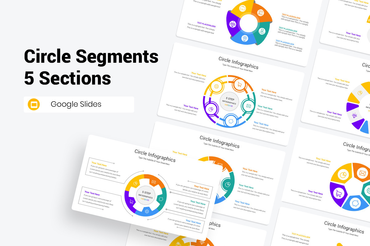 Circle Segments 5 Sections Google Slides Template | Nulivo Market