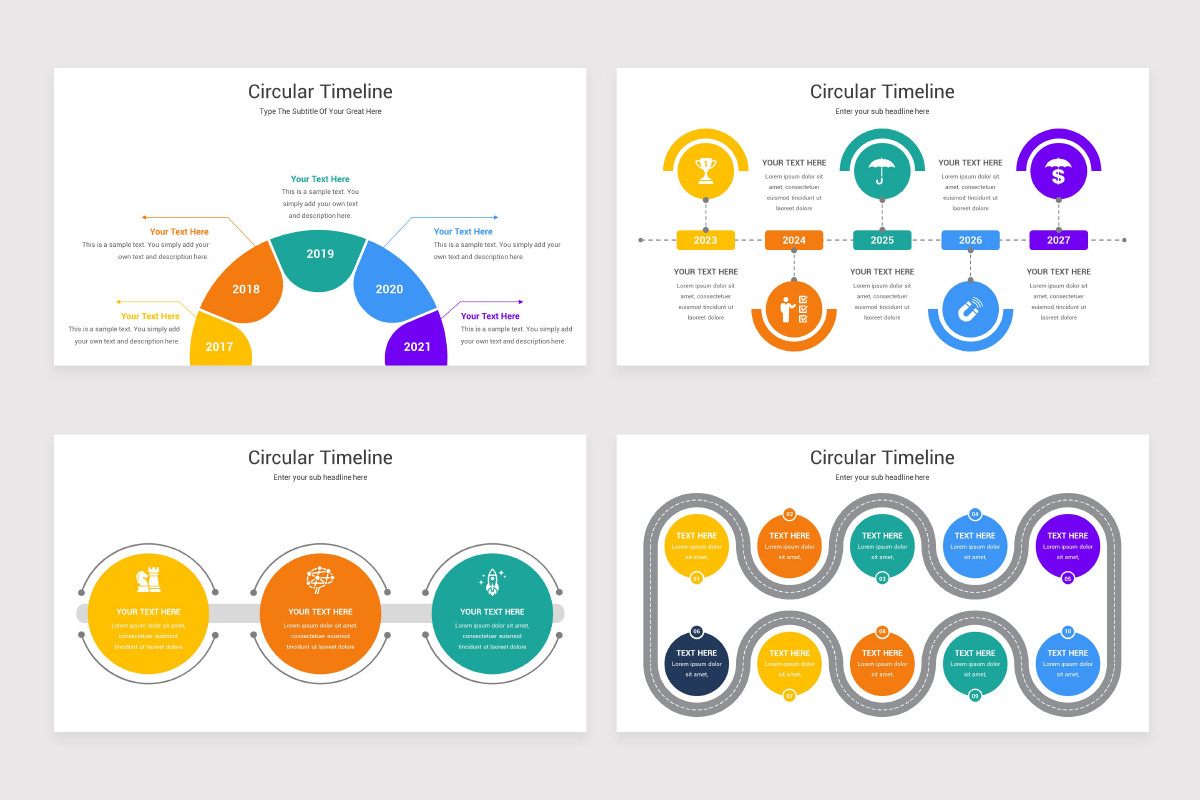 Circular Timeline Using Box Circular Timeline PowerPoint Template | Nulivo Market