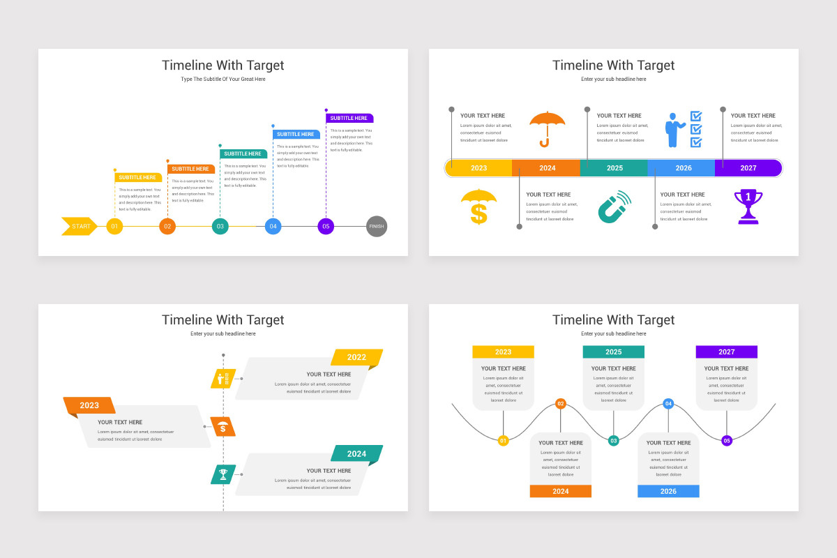 Timeline Target Timeline With Target PowerPoint Template | Nulivo Market