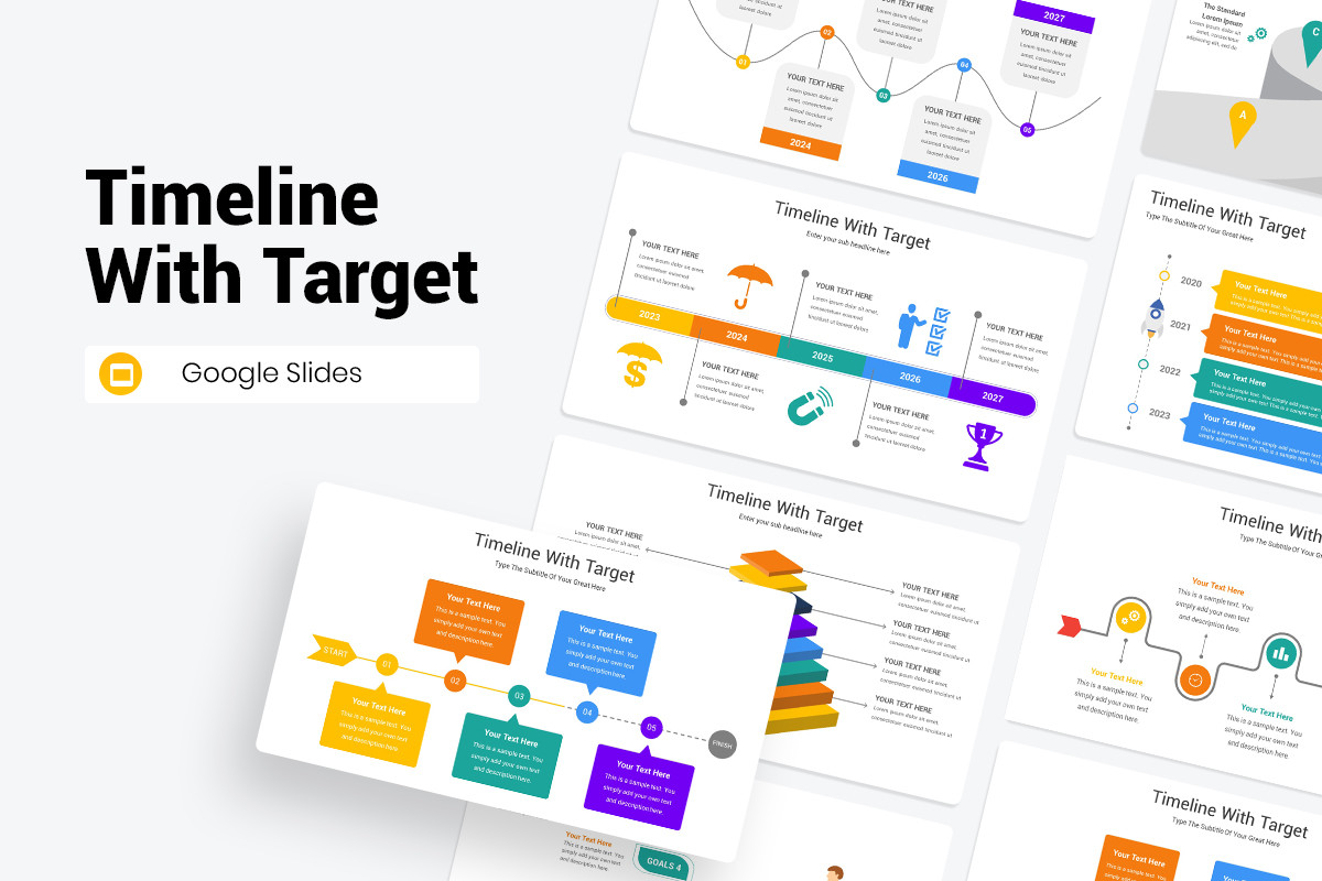 Timeline With Target Google Slides Template | Nulivo Market
