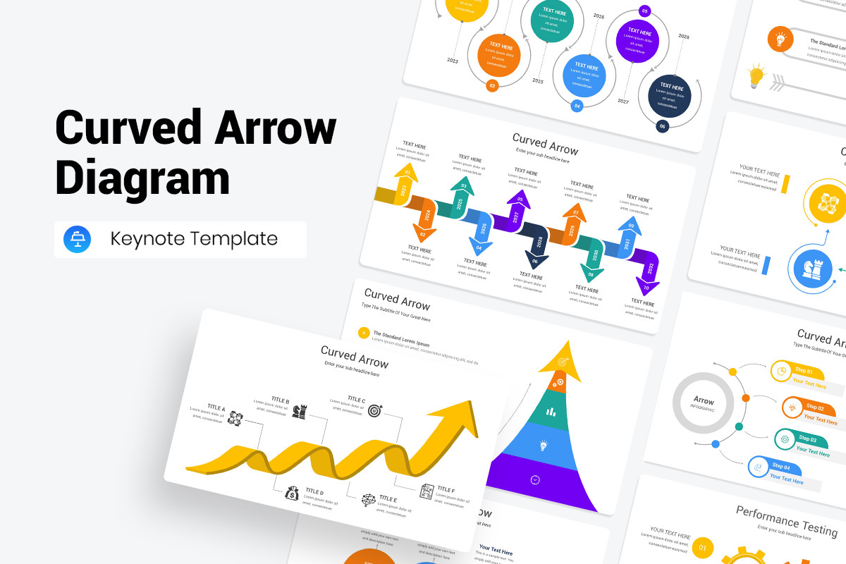 Curved Arrow Keynotes Template Nulivo Market