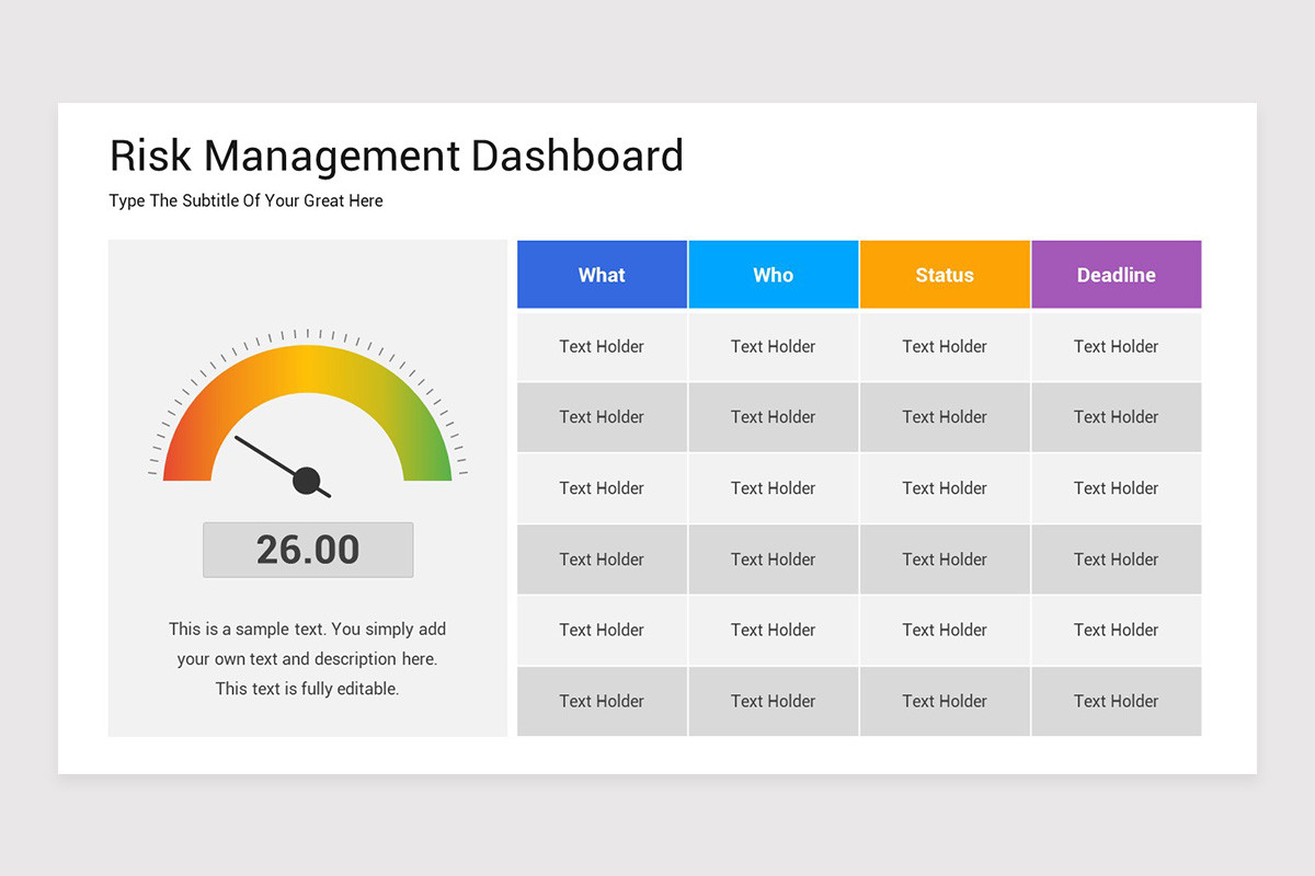 Risk Management Dashboard Keynote Template | Nulivo Market