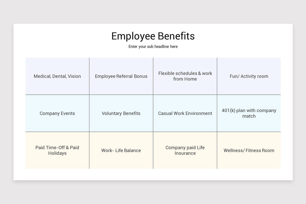 Key Benefits Section Examples Employee Benefits Keynote Template | Nulivo Market