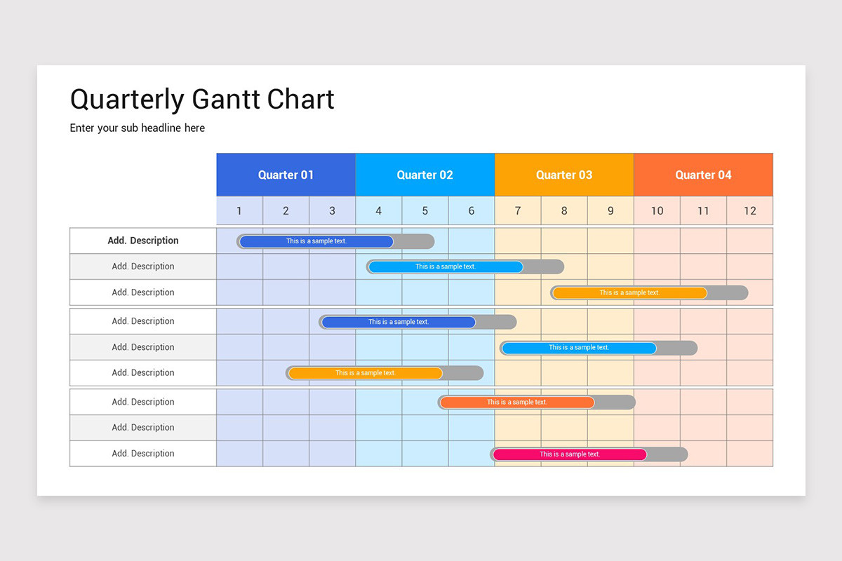 Quarterly Gantt Chart PowerPoint Presentation Template | Nulivo Market