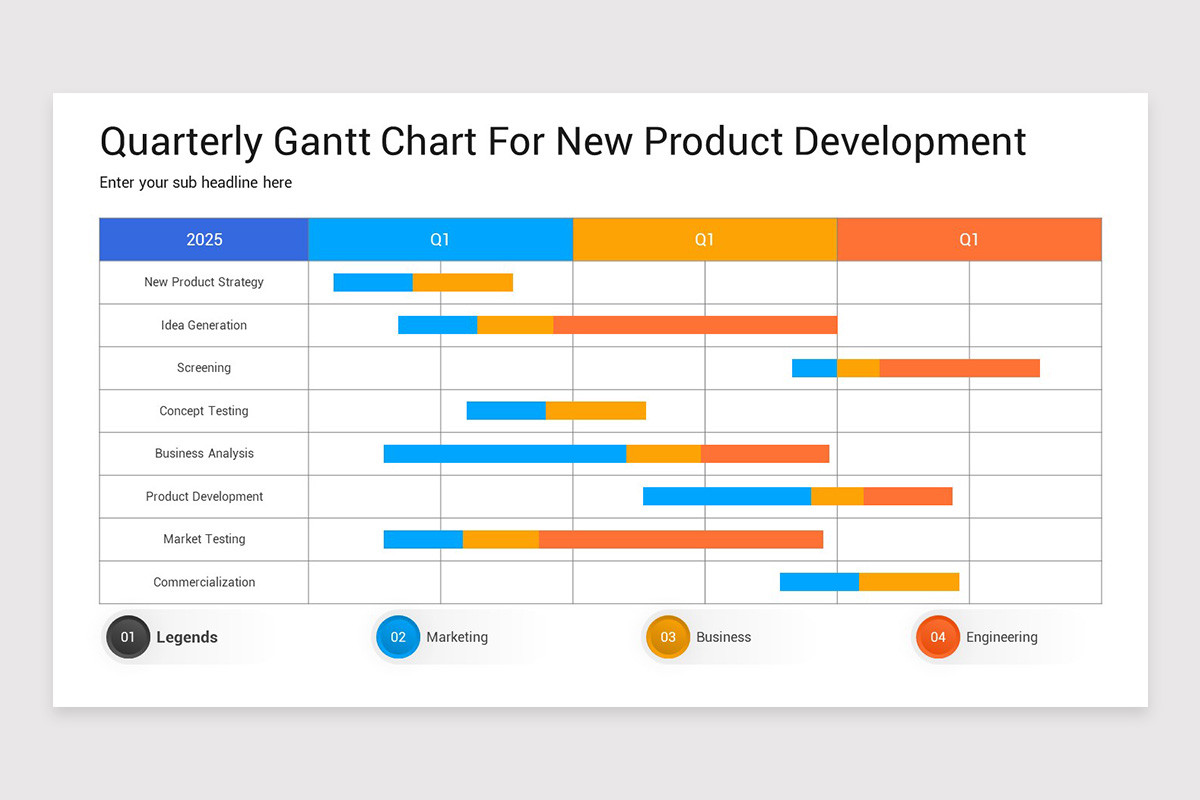 Quarterly Gantt Chart Keynote Presentation Template | Nulivo Market