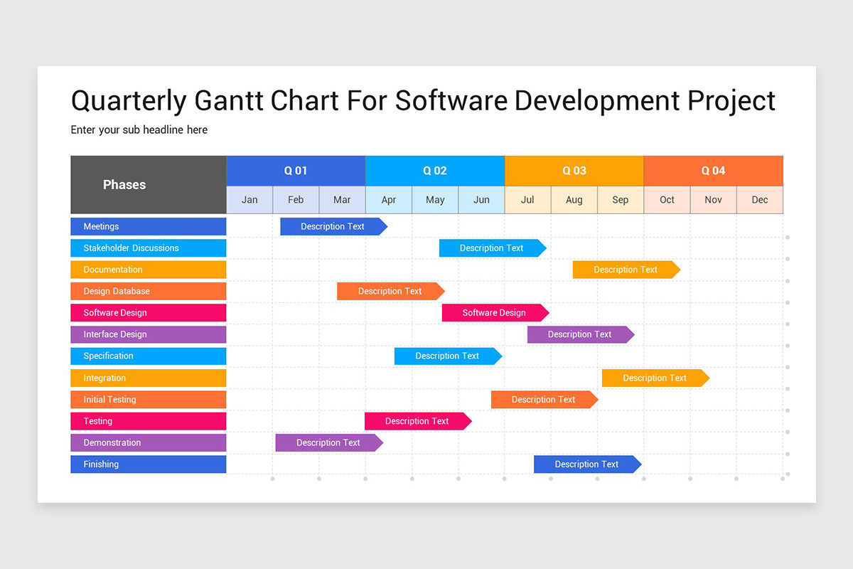 Quarterly Gantt Chart Keynote Presentation Template | Nulivo Market