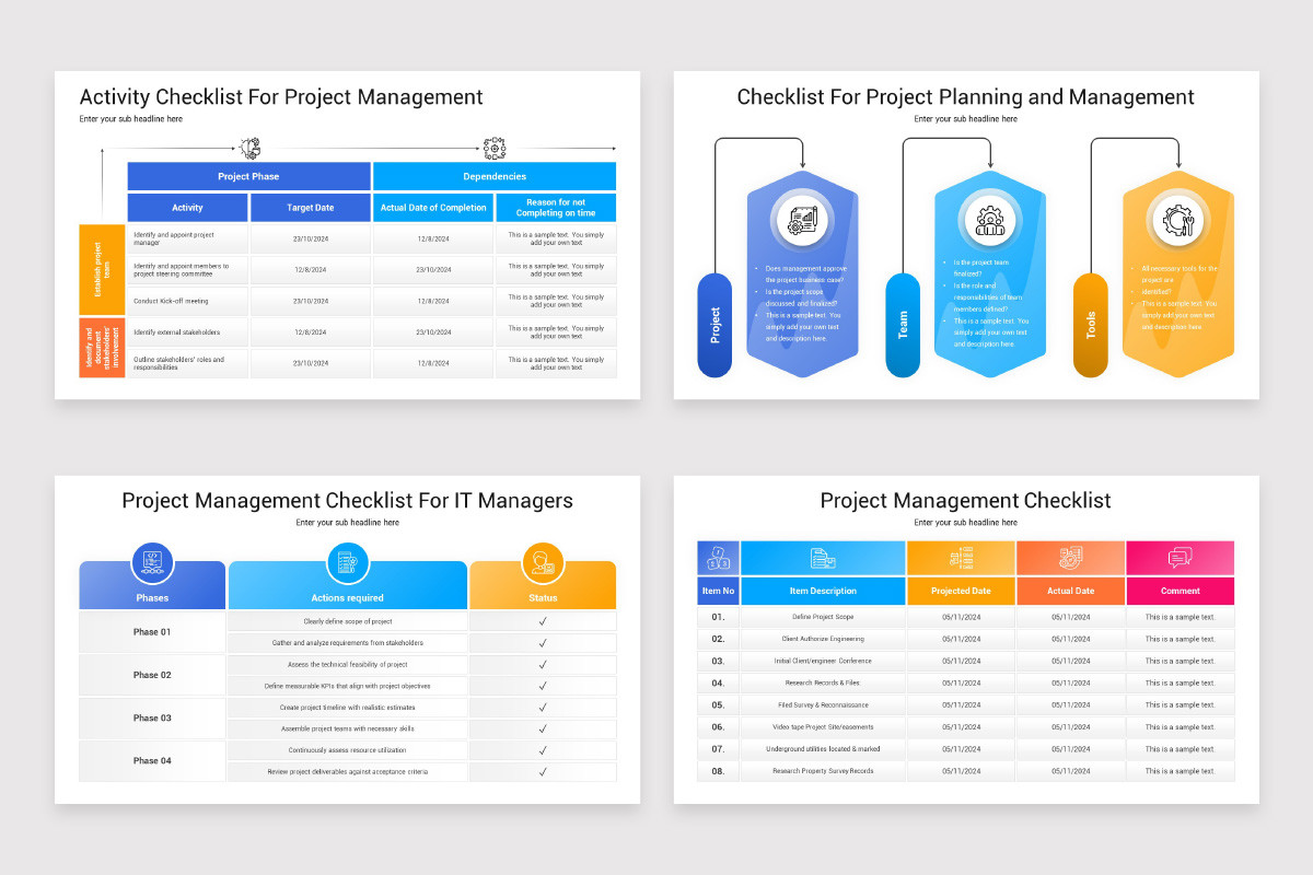 Project Management Checklist PowerPoint Template | Nulivo Market