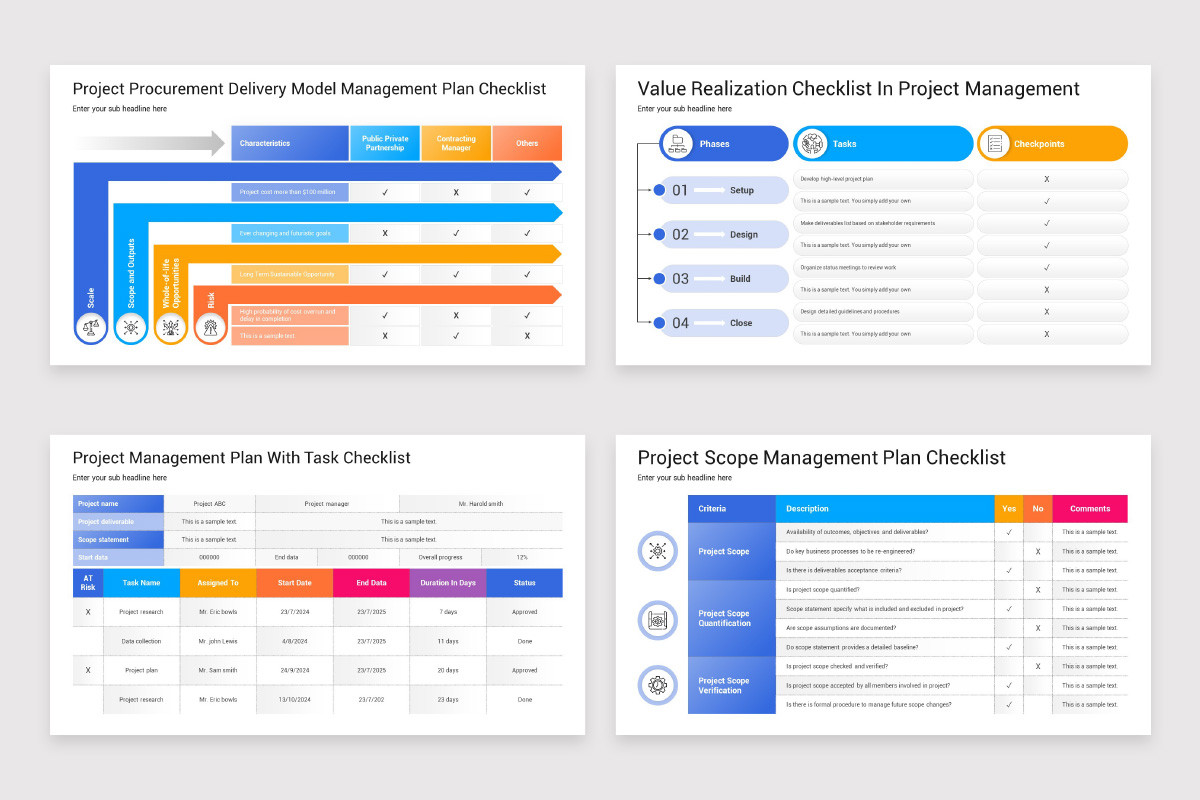 Project Management Checklist PowerPoint Template | Nulivo Market