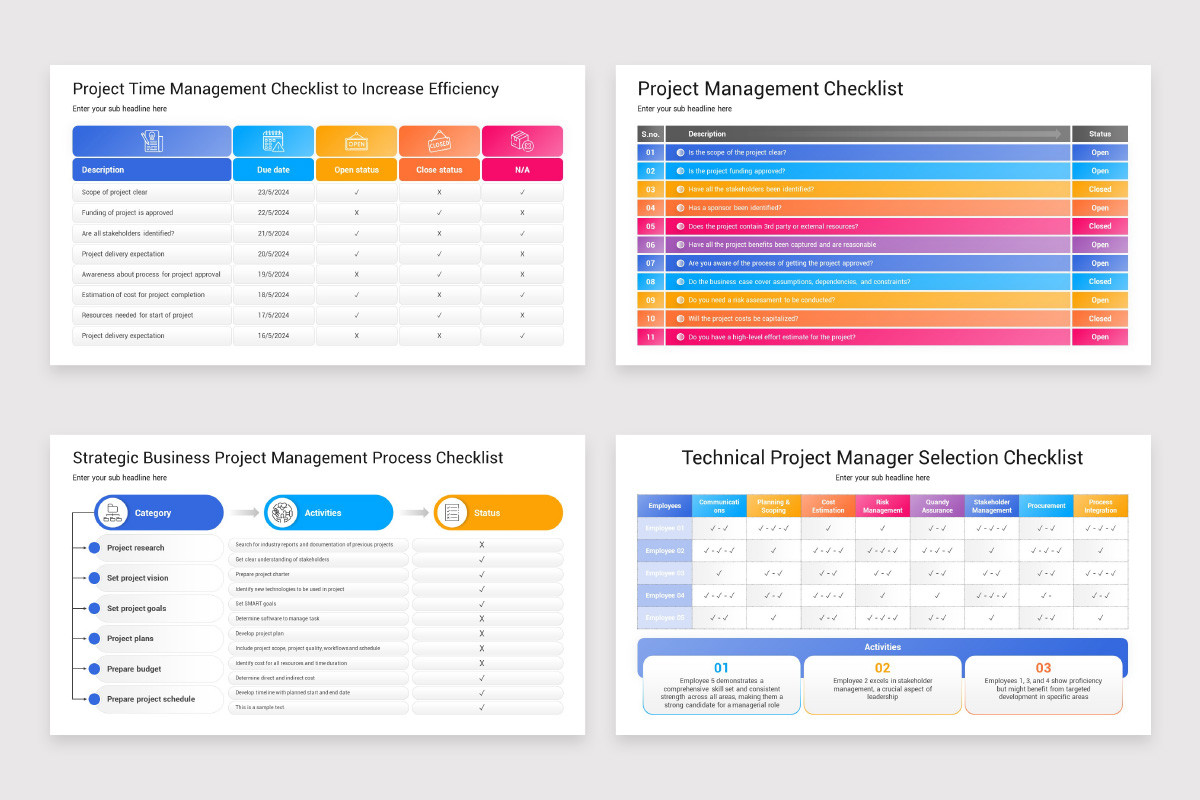 Project Management Checklist PowerPoint Template | Nulivo Market
