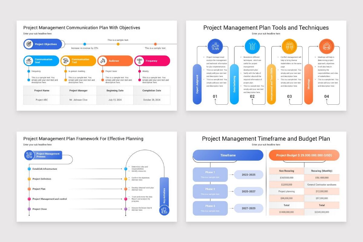 Planner Ppt Examples Project Management Plan PowerPoint Template | Nulivo Market