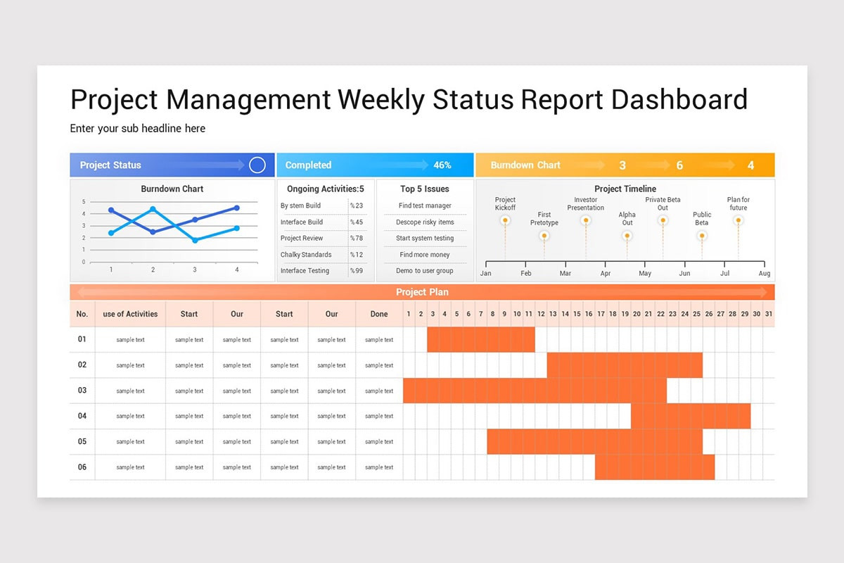 Weekly Project Status Report PowerPoint Template | Nulivo Market