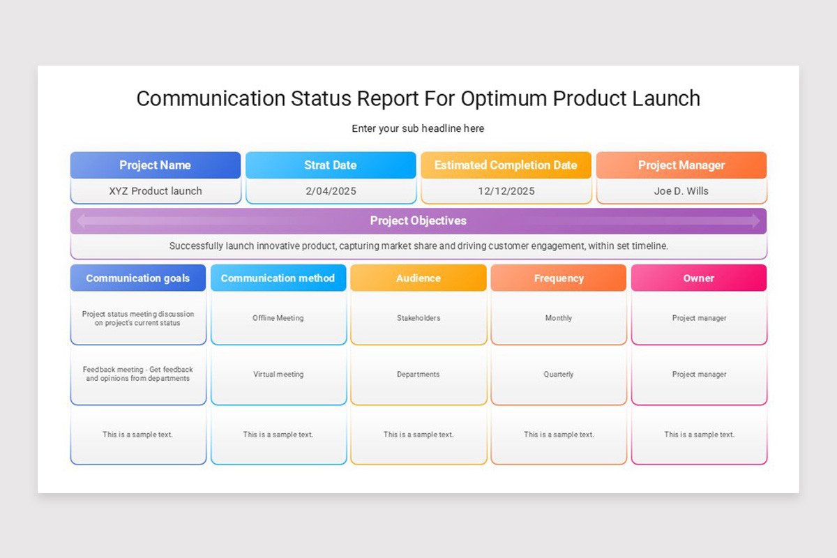 Communication Status Report Keynote Template | Nulivo Market
