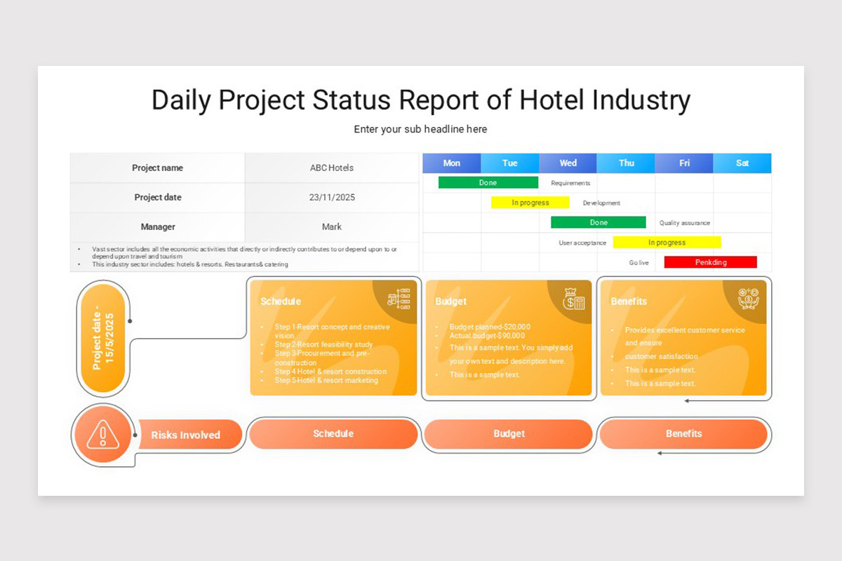 Daily Project Status Report PowerPoint Template | Nulivo Market
